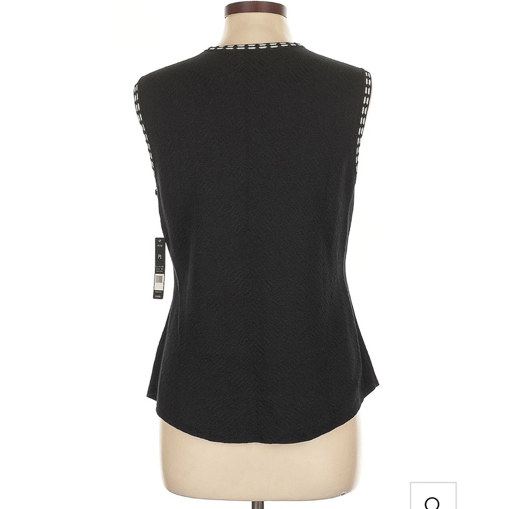 NIC+ZOE Black Sleeveless Sweater with White Trim NWT - Picture 3 of 6